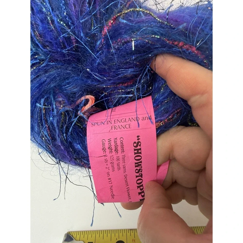Ironstone Yarn Showstopper Made 3 Yarns Desert Flower Eyelash Mohair Deep Sea